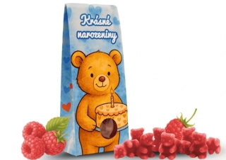 Čajoví medvídci Krásné narozeniny s příchutí maliny a vanilky 50g